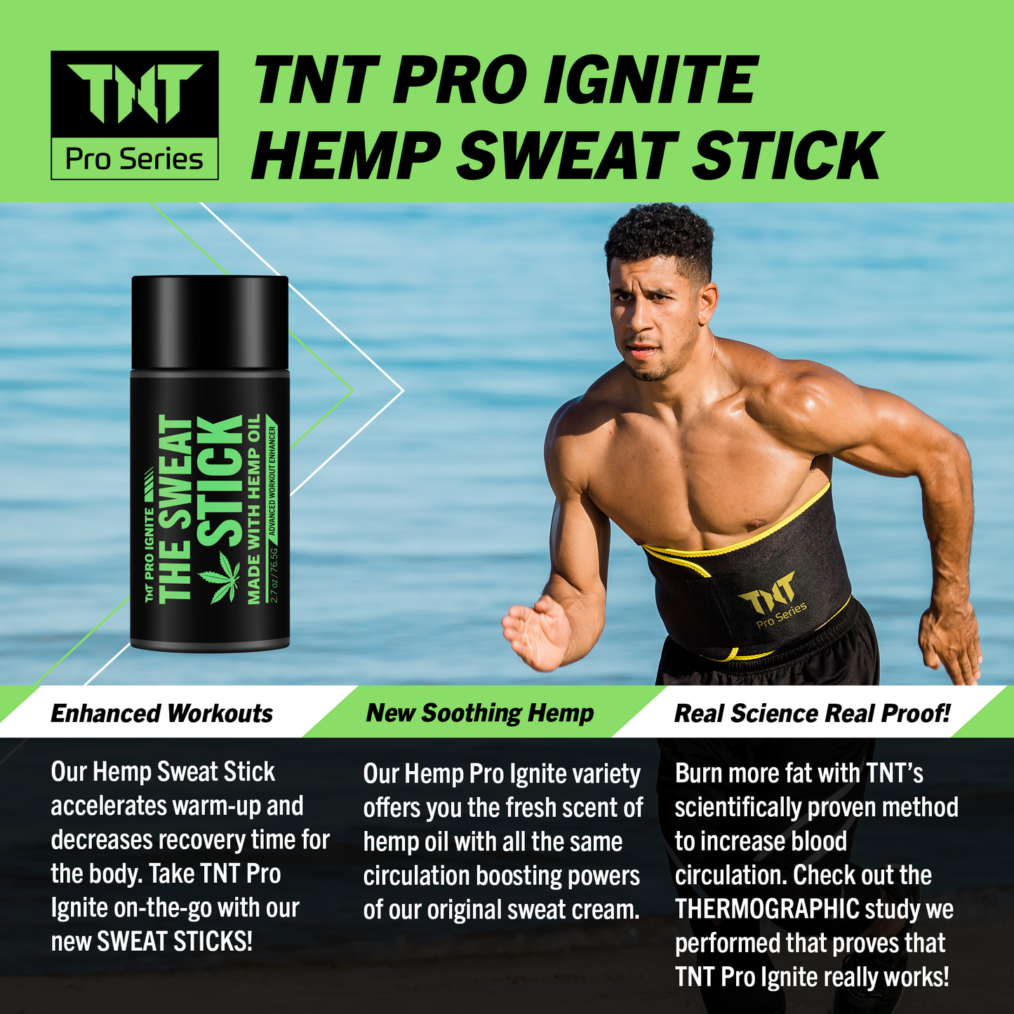 TNT Pro Ignite Hemp Sweat Stick for Men and Women – Thermogenic Weight Loss Workout Enhancer 2-Pack - TNT Pro Series