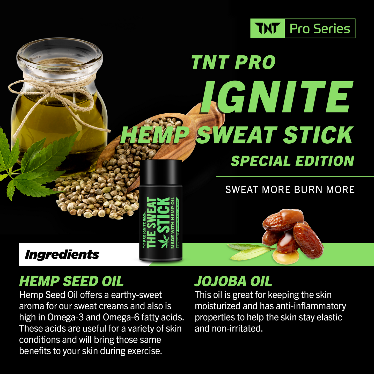 TNT Pro Ignite Hemp Sweat Stick for Men and Women – Thermogenic Weight Loss Workout Enhancer 2-Pack - TNT Pro Series