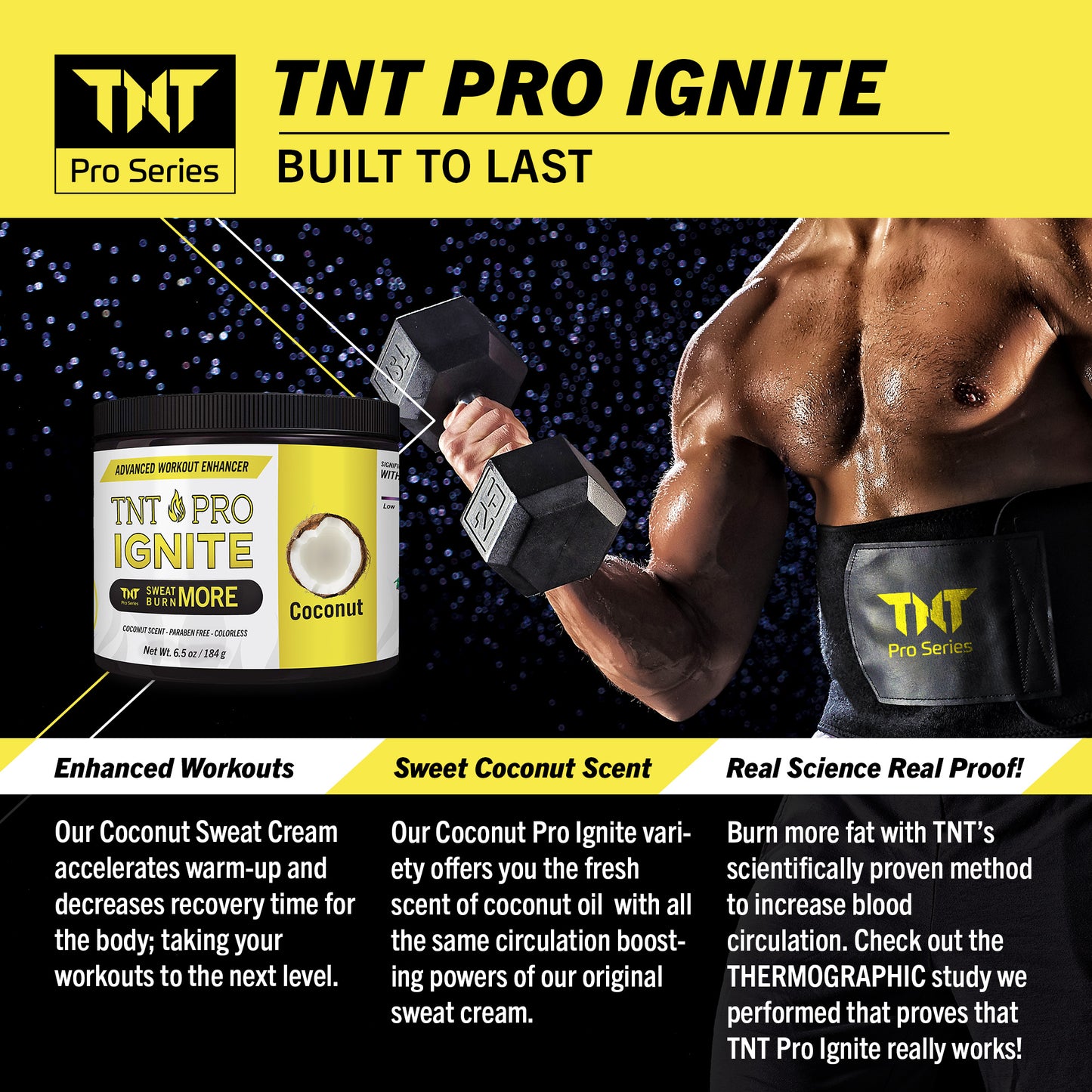 Slimming Cream for Belly with Coconut Oil - TNT Pro Ignite Sweat Cream for Men and Women - Thermogenic Weight Loss Slimming Workout Enhancer for Stomach, Abdominal Burner - TNT Pro Series